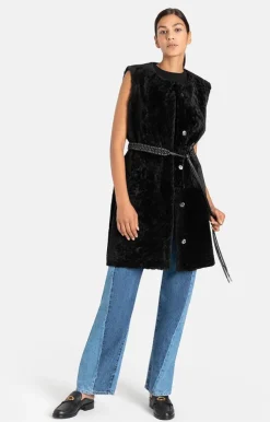 Leather Jackets<WERNER CHRIST Aisha: Reversible Waistcoat With Belt Black