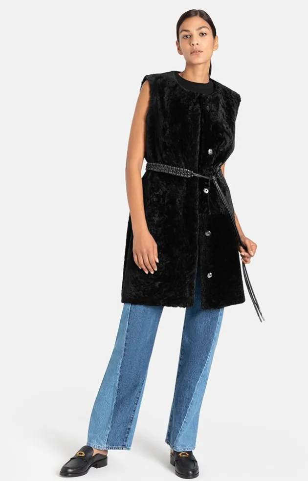Leather Jackets<WERNER CHRIST Aisha: Reversible Waistcoat With Belt Black