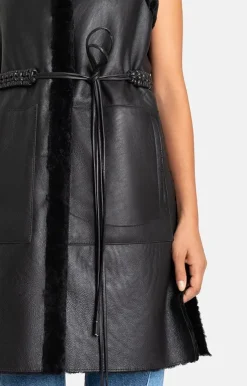 Leather Jackets<WERNER CHRIST Aisha: Reversible Waistcoat With Belt Black