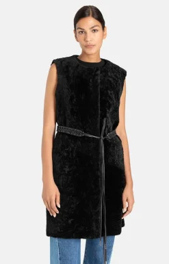 Lambskin Jackets<WERNER CHRIST Aisha: Reversible Waistcoat With Belt Black