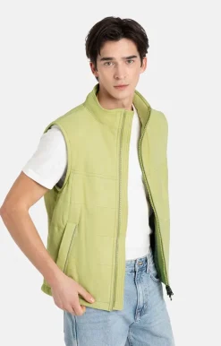Leather Jackets<WERNER CHRIST Alberto K: Quilted Waistcoat Fresh Lime
