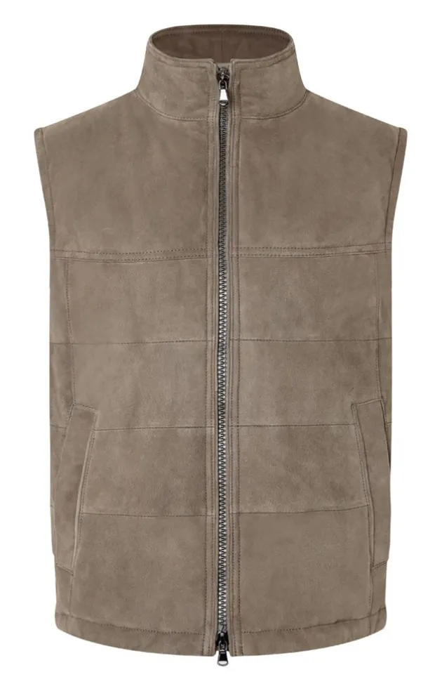 Leather Jackets<WERNER CHRIST Alberto: Quilted Waistcoat Mud Brown