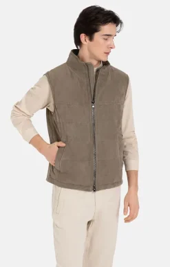 Leather Jackets<WERNER CHRIST Alberto: Quilted Waistcoat Mud Brown