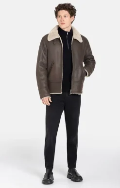 Lambskin Jackets<WERNER CHRIST Alim: Grained Pilot Jacket Crafted In Lambski Chocolate