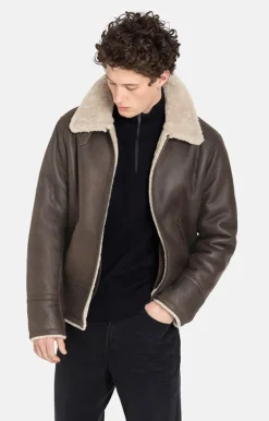 Lambskin Jackets<WERNER CHRIST Alim: Grained Pilot Jacket Crafted In Lambski Chocolate