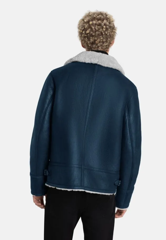 Lambskin Jackets<WERNER CHRIST Alim: Pilot Jacket Crafted In Lambskin Blue