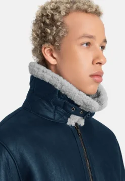 Lambskin Jackets<WERNER CHRIST Alim: Pilot Jacket Crafted In Lambskin Blue