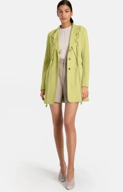 Leather Jackets<WERNER CHRIST Alison: Light Coat With Tailored Waist Fresh Lime