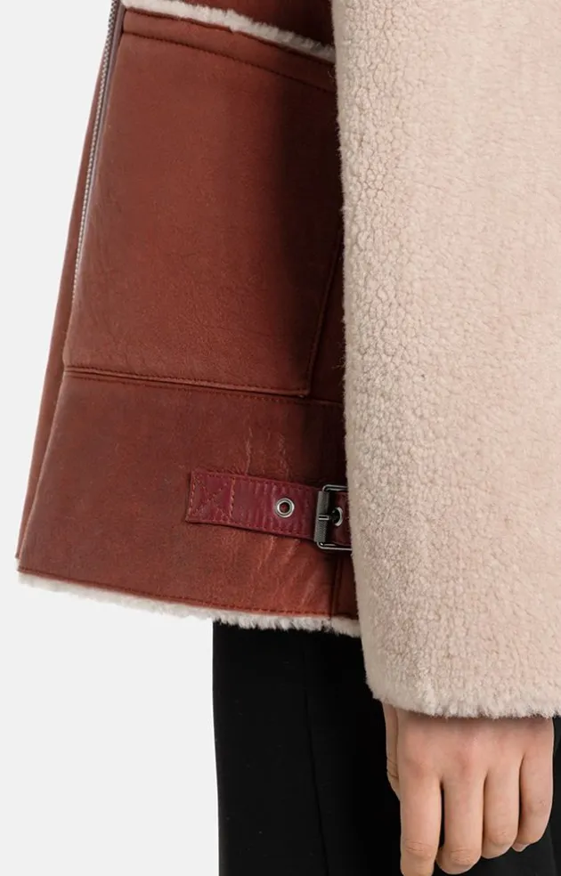 Lambskin Jackets<WERNER CHRIST Amala: Modern Biker Jacket With Contrasting D Rusty Red