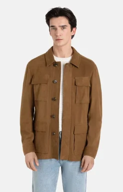 Leather Jackets<WERNER CHRIST Anton: Light Field Jacket In Goatskin Suede Tobacco