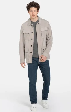 Leather Jackets<WERNER CHRIST Anton: Light Field Jacket In Goatskin Suede Pearl Grey