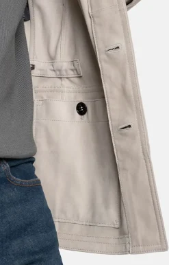 Leather Jackets<WERNER CHRIST Anton: Light Field Jacket In Goatskin Suede Pearl Grey