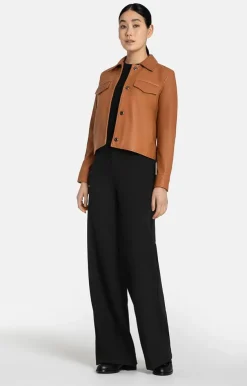 Leather Jackets<WERNER CHRIST Arielle: Cropped Field-Jacket Cognac