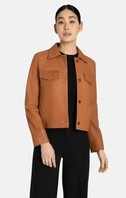 Leather Jackets<WERNER CHRIST Arielle: Cropped Field-Jacket Cognac