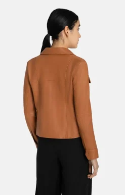 Leather Jackets<WERNER CHRIST Arielle: Cropped Field-Jacket Cognac