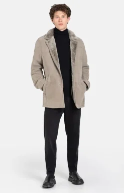 Lambskin Jackets<WERNER CHRIST Aron: Masculine Jacket With Metal Details French Gray