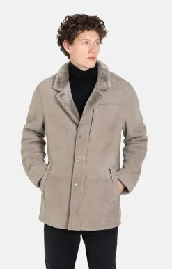 Lambskin Jackets<WERNER CHRIST Aron: Masculine Jacket With Metal Details French Gray