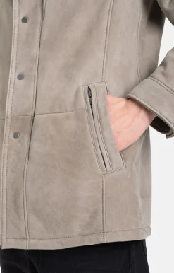 Lambskin Jackets<WERNER CHRIST Aron: Masculine Jacket With Metal Details French Gray
