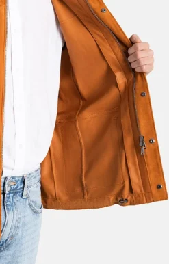 Leather Jackets<WERNER CHRIST August: Sporty Jacket With Field Character Cognac