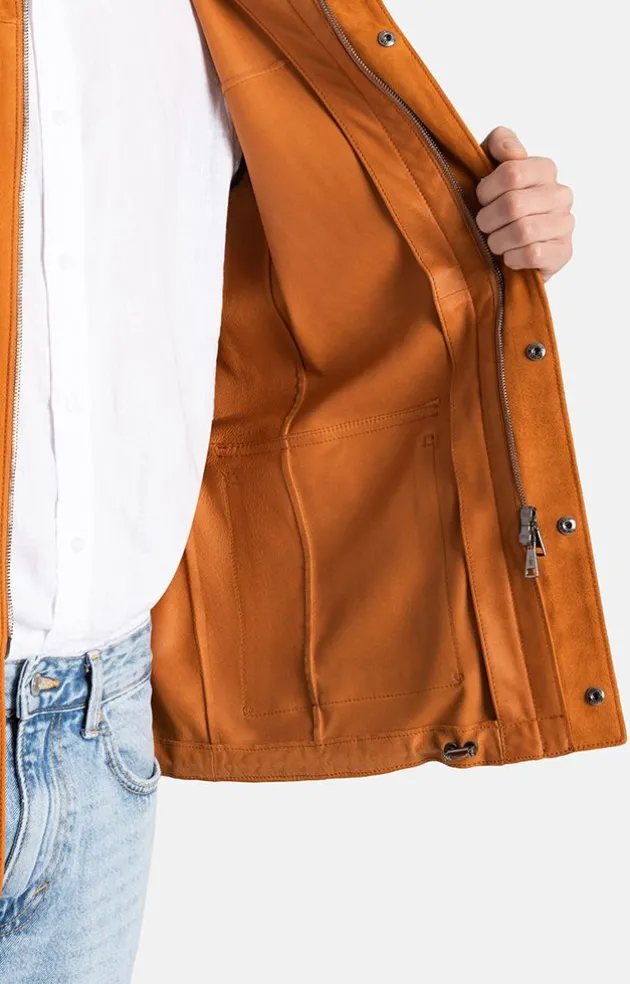 Leather Jackets<WERNER CHRIST August: Sporty Jacket With Field Character Cognac
