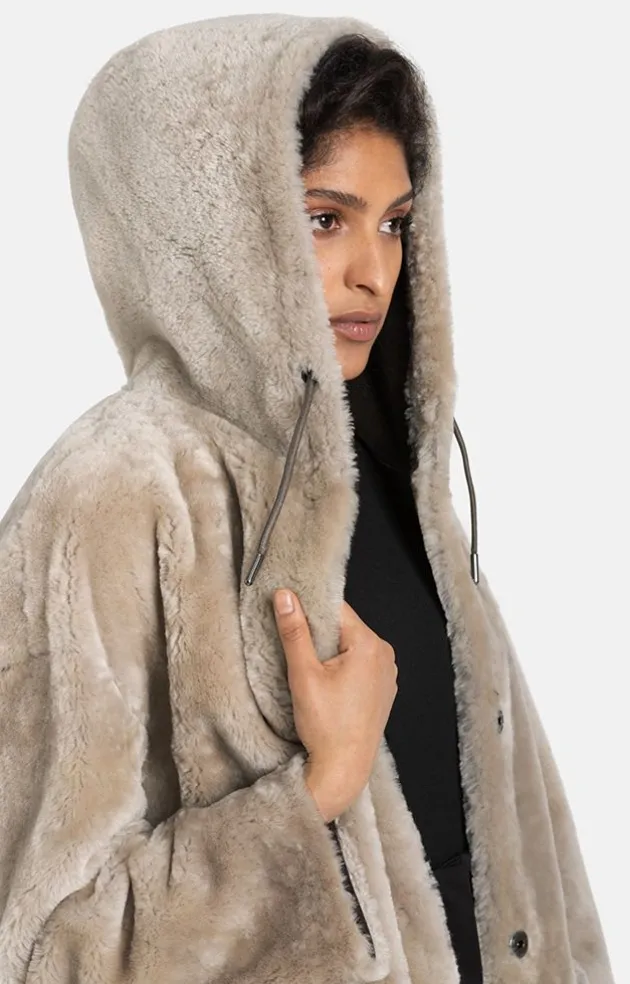 Lambskin Jackets<WERNER CHRIST Aya: Casual, Comfortable Parka Style Stone