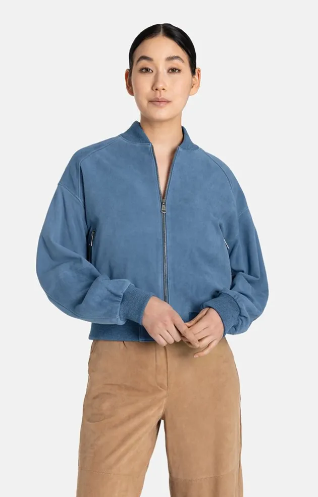 Leather Jackets<WERNER CHRIST Babsi: College Blouson With Deep Sleeve Jeans Blue