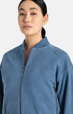 Leather Jackets<WERNER CHRIST Babsi: College Blouson With Deep Sleeve Jeans Blue