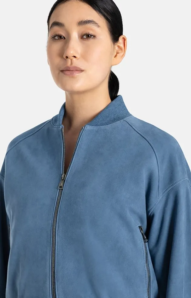 Leather Jackets<WERNER CHRIST Babsi: College Blouson With Deep Sleeve Jeans Blue