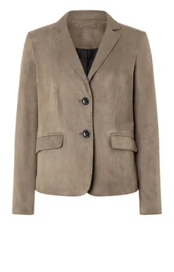 Leather Jackets<WERNER CHRIST Beata: Blazer With Signature Buttons Mud Brown