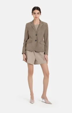 Leather Jackets<WERNER CHRIST Beata: Blazer With Signature Buttons Mud Brown