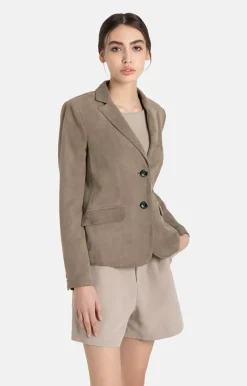Leather Jackets<WERNER CHRIST Beata: Blazer With Signature Buttons Mud Brown