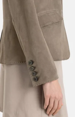 Leather Jackets<WERNER CHRIST Beata: Blazer With Signature Buttons Mud Brown