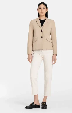 Leather Jackets<WERNER CHRIST Beata: Blazer With Signature Buttons Pearl Grey