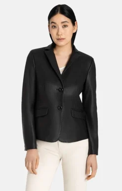 Leather Jackets<WERNER CHRIST Beata: Blazer With Signature Buttons Black