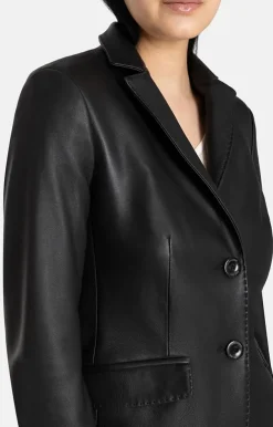 Leather Jackets<WERNER CHRIST Beata: Blazer With Signature Buttons Black