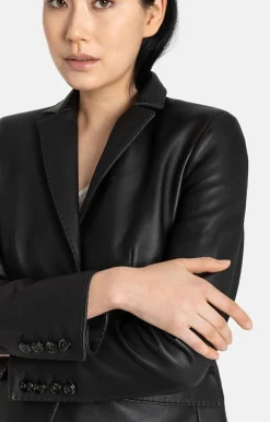 Leather Jackets<WERNER CHRIST Beata: Blazer With Signature Buttons Black
