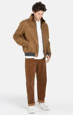 Lambskin Jackets<WERNER CHRIST Bendix: Knitted Bomber Jacket Cognac