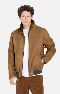Lambskin Jackets<WERNER CHRIST Bendix: Knitted Bomber Jacket Cognac