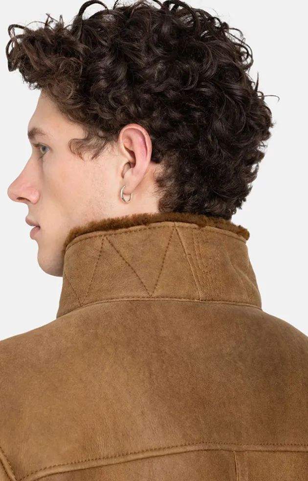 Lambskin Jackets<WERNER CHRIST Bendix: Knitted Bomber Jacket Cognac