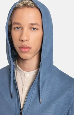 Leather Jackets<WERNER CHRIST Bene: Ultra-Lightweight Hooded Jacket Jeans Blue