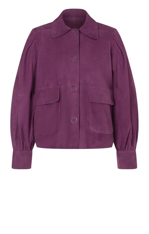 Leather Jackets<WERNER CHRIST Berta: Short, Straight Jacket With Flowing Sl Aubergine