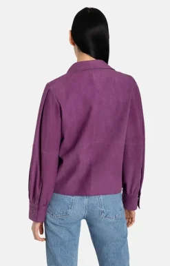 Leather Jackets<WERNER CHRIST Berta: Short, Straight Jacket With Flowing Sl Aubergine