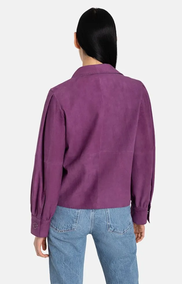 Leather Jackets<WERNER CHRIST Berta: Short, Straight Jacket With Flowing Sl Aubergine