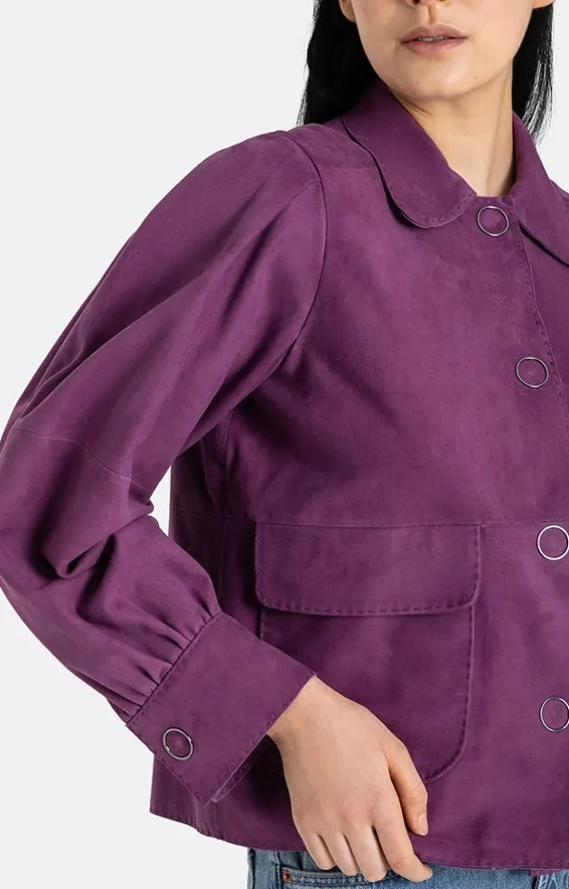 Leather Jackets<WERNER CHRIST Berta: Short, Straight Jacket With Flowing Sl Aubergine