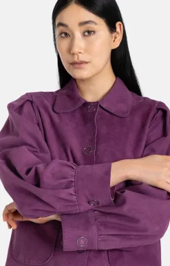 Leather Jackets<WERNER CHRIST Berta: Short, Straight Jacket With Flowing Sl Aubergine