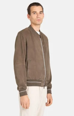 Leather Jackets<WERNER CHRIST Berto S: College Blouson With Knit Mud Brown