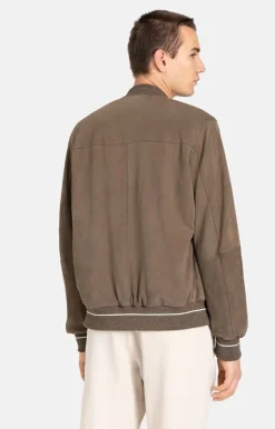 Leather Jackets<WERNER CHRIST Berto S: College Blouson With Knit Mud Brown