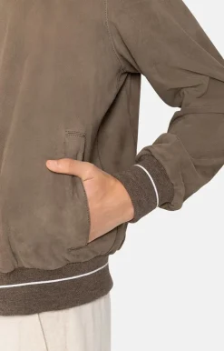 Leather Jackets<WERNER CHRIST Berto S: College Blouson With Knit Mud Brown