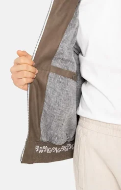 Leather Jackets<WERNER CHRIST Berto S: College Blouson With Knit Mud Brown