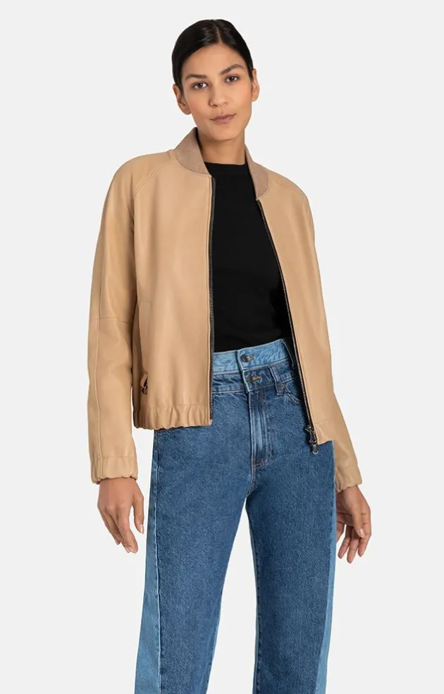 Leather Jackets<WERNER CHRIST Bianca: Blouson In College Style Natur